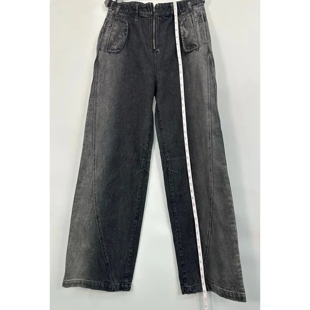 NWT Fine Culture Two-Tone Denim Jeans Men’s S (W28 L32) Black Wide Baggy Street - Picture 7 of 9